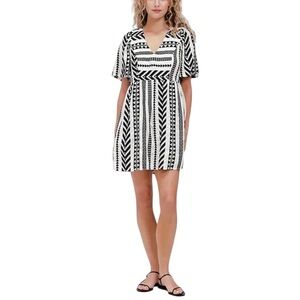 Old Navy Boho Jacquard Mini Swing Dress Black & White Great Condition Casual